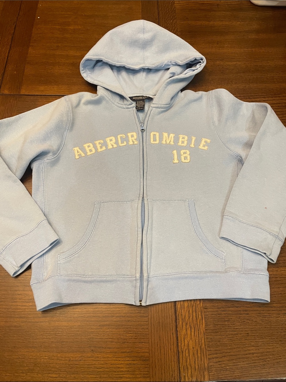 Abercrombie & Fitch Kids Light Blue Full-Zip Hoodie with Logo Y2K